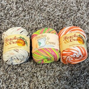 Peaches & Creme 2 Oz. Yarn Set- 3 pieces- New!